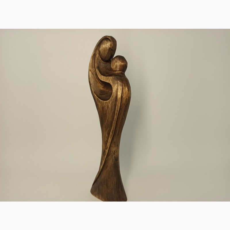 Фото 5. Жінка з дитиною 21.5 см, різьба по дереву, скульптура матері з дитиною, декор мінімалізм