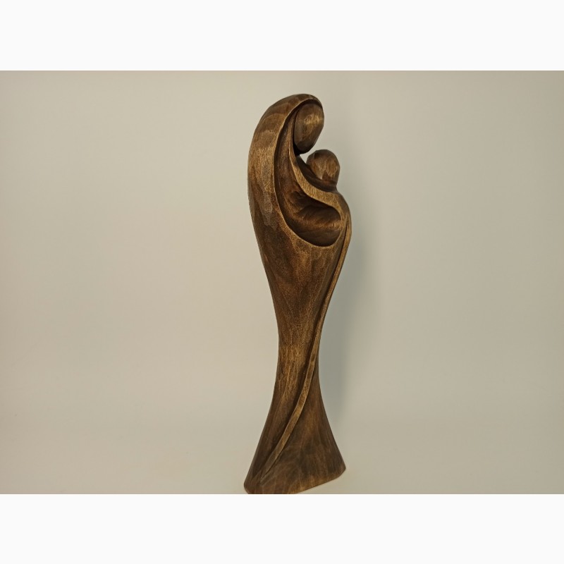 Фото 6. Жінка з дитиною 21.5 см, різьба по дереву, скульптура матері з дитиною, декор мінімалізм