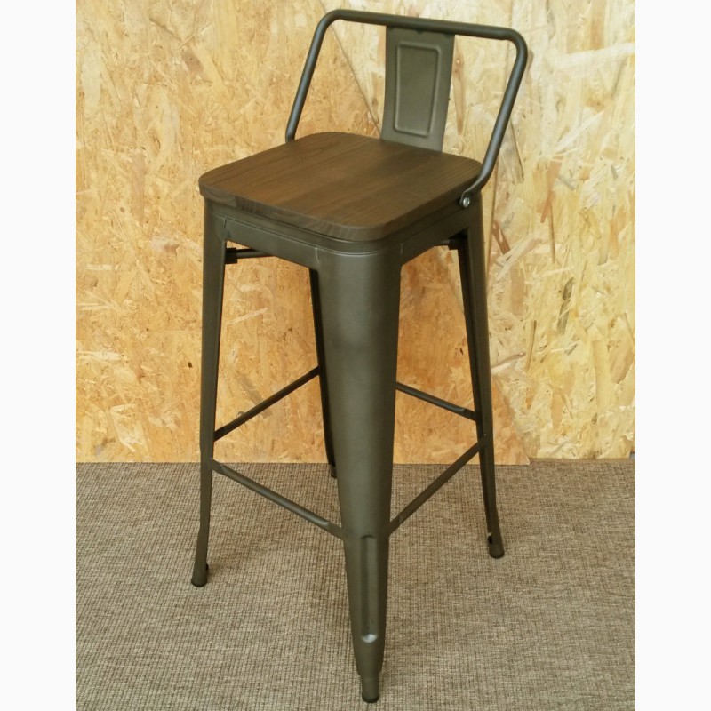 Фото 7. Металлический полубарный стул Толикс Низкий Вуд, H-66см (Tolix Low Wood, H-66cm) купить