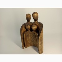 Скульптура сім#039; ї 14 см, чоловік, жінка та двоє дітей, статуетки з дерева, подарунки мамі