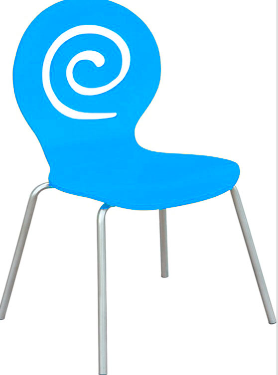Фото 4. Деревянный стул Лев, штабелируемый, белый, голубой, желтый, оранжевый