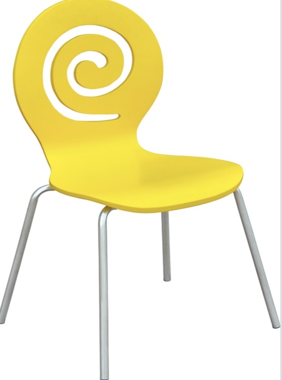 Фото 5. Деревянный стул Лев, штабелируемый, белый, голубой, желтый, оранжевый