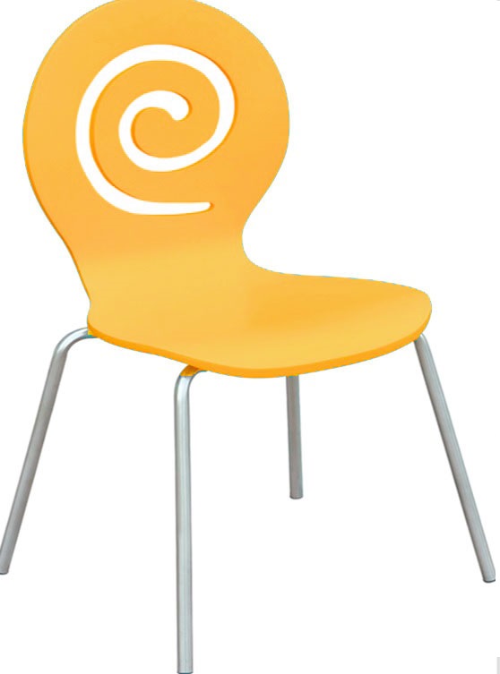 Фото 3. Деревянный стул Лев, штабелируемый, белый, голубой, желтый, оранжевый