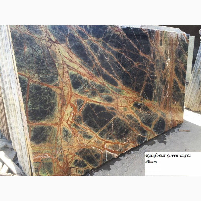 Столешницы, камины из Мрамора Рейнфорест Грин Екстра/Rainforest Green Extra толщина 30мм