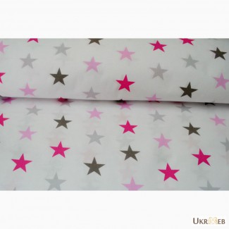 Детское постельное белье натуральное, Комплект Звезды серо-розовые