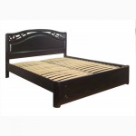 Двуспальная деревянная кровать с ящиками из массива ясеня