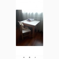 Детский стол со стулом (белый + натуральное дерево)