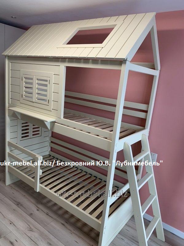 Фото 2. Двухъярусная деревянная кровать Дом1-люкс, двоповерхове ліжко