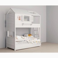 Двухъярусная деревянная кровать Дом1-люкс, двоповерхове ліжко