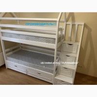 Кровать двухъярусная деревянная Дом4, двоярусне (двоповерхове) ліжко