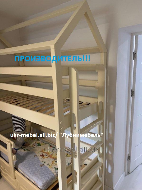 Фото 3. Кровать двухъярусная деревянная Дом4, двоярусне (двоповерхове) ліжко