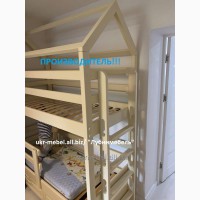 Кровать двухъярусная деревянная Дом4, двоярусне (двоповерхове) ліжко