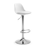 Барный высокий стул Тау Н, металл, сиденье пластиковое с подушкой, цвет белый