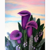 Картина масло холст Фиолетовые каллы