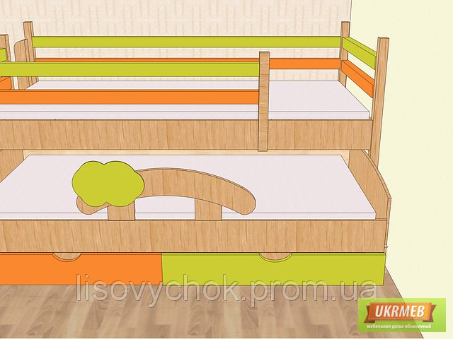 Фото 2. Детские кровати разной конфигурации из массива ольхи (ясеня)