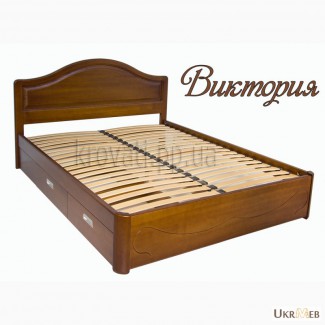 Двуспальная деревянная кровать с ящиками Вика из массива ясеня